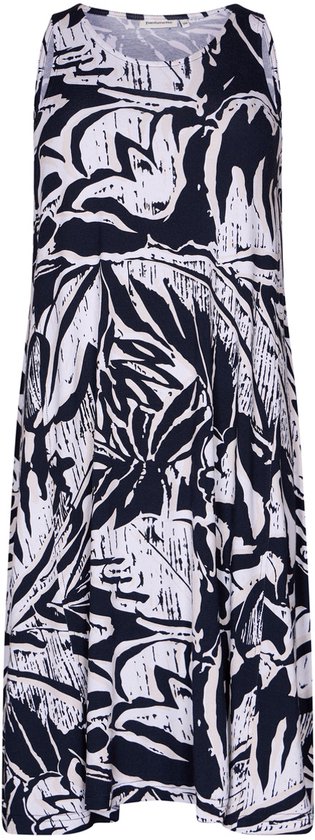 Pastunette Jurk Sea Flower - Viscose - Blauw/Wit - Mouwloos - Maat 44