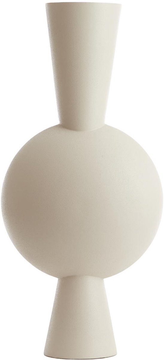 Vaas Kavandu - Wit - 37.5x22x81cm - Metaal - Modern - Bloemenvaas - Woondecoratie - Decoratieve vaas voor woonkamer of slaapkamer - Moederdag - Moederdag cadeautje - Moederdag cadeau voor mama