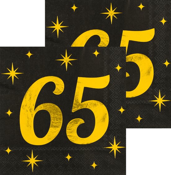 VZXZXE Servetten Premium zwart Happy Birthday servetten zwart goud 33 x 33 cm papieren servetten verjaardag servetten verjaardag servetten voor verjaardag feestdecoratie