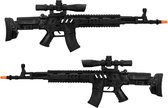 Boland Verkleed speelgoed Politie/soldaten geweer - 2x - machinegeweer - zwart - plastic - 68 cm