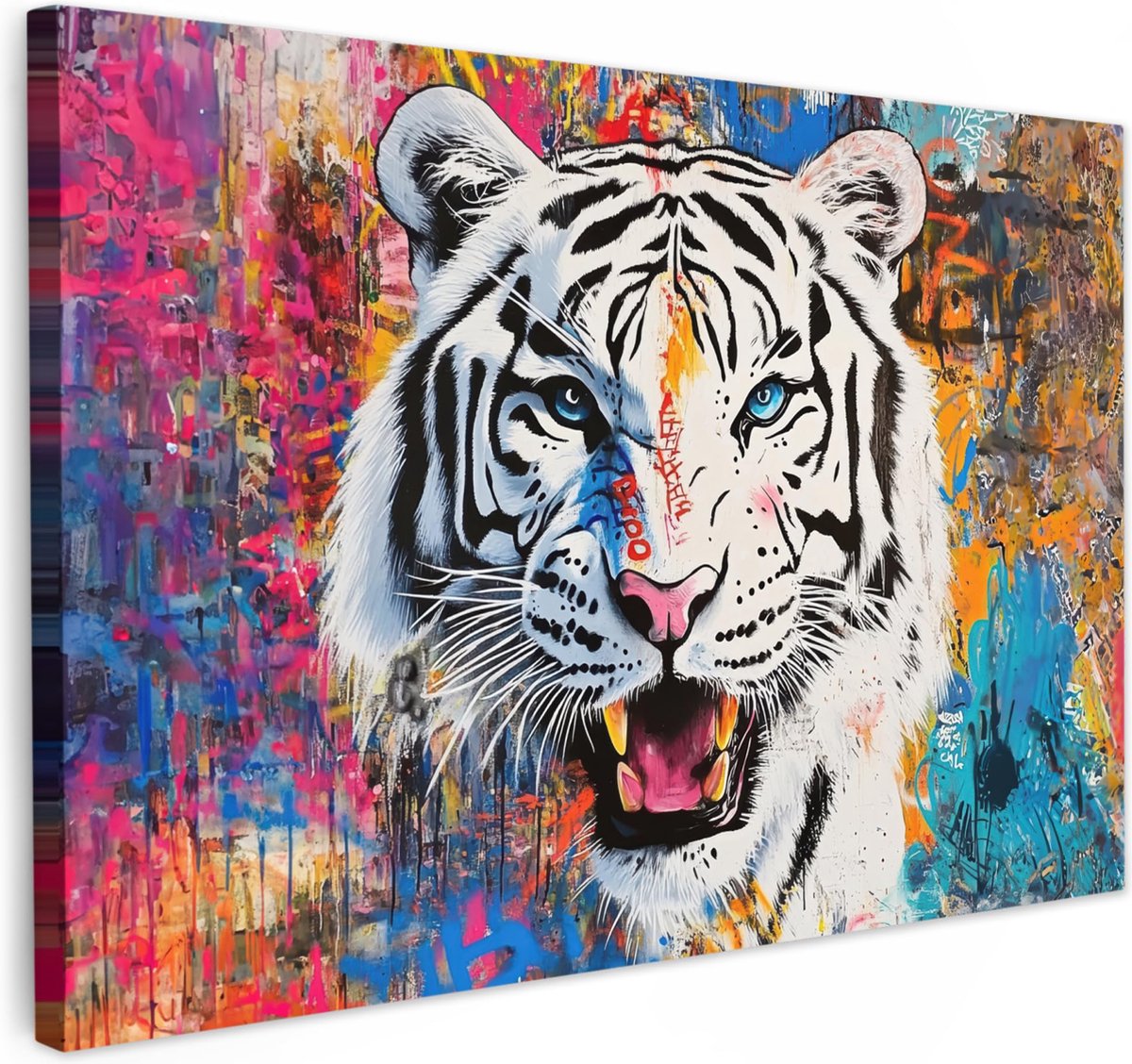 La'Moussawi ® Indrukwekkende XXL Muurschildering met Graffiti Tijger voor Unieke Wanddecoratie