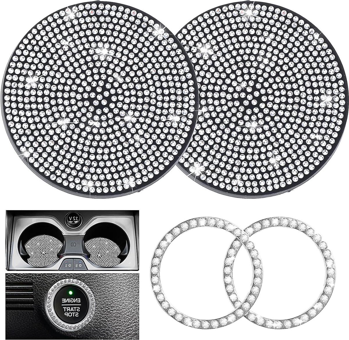 Bekerhouder Onderzetters - Bling Cup Onderzetters 2 Pack - Auto Interieur Accessoires .
