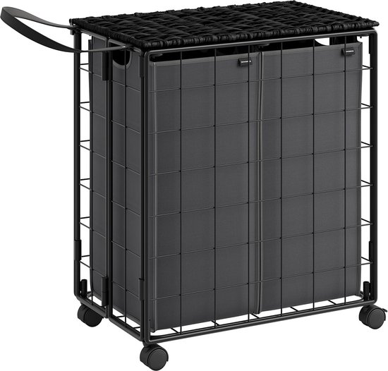 ZAQYCM Slanke wasmand met wielen, metalen vuile kledingmand voor slaapkamer/ badkamer/kast/thuishoek/kleine ruimtes, grote hoge waterdichte wasbak (kleur: wit