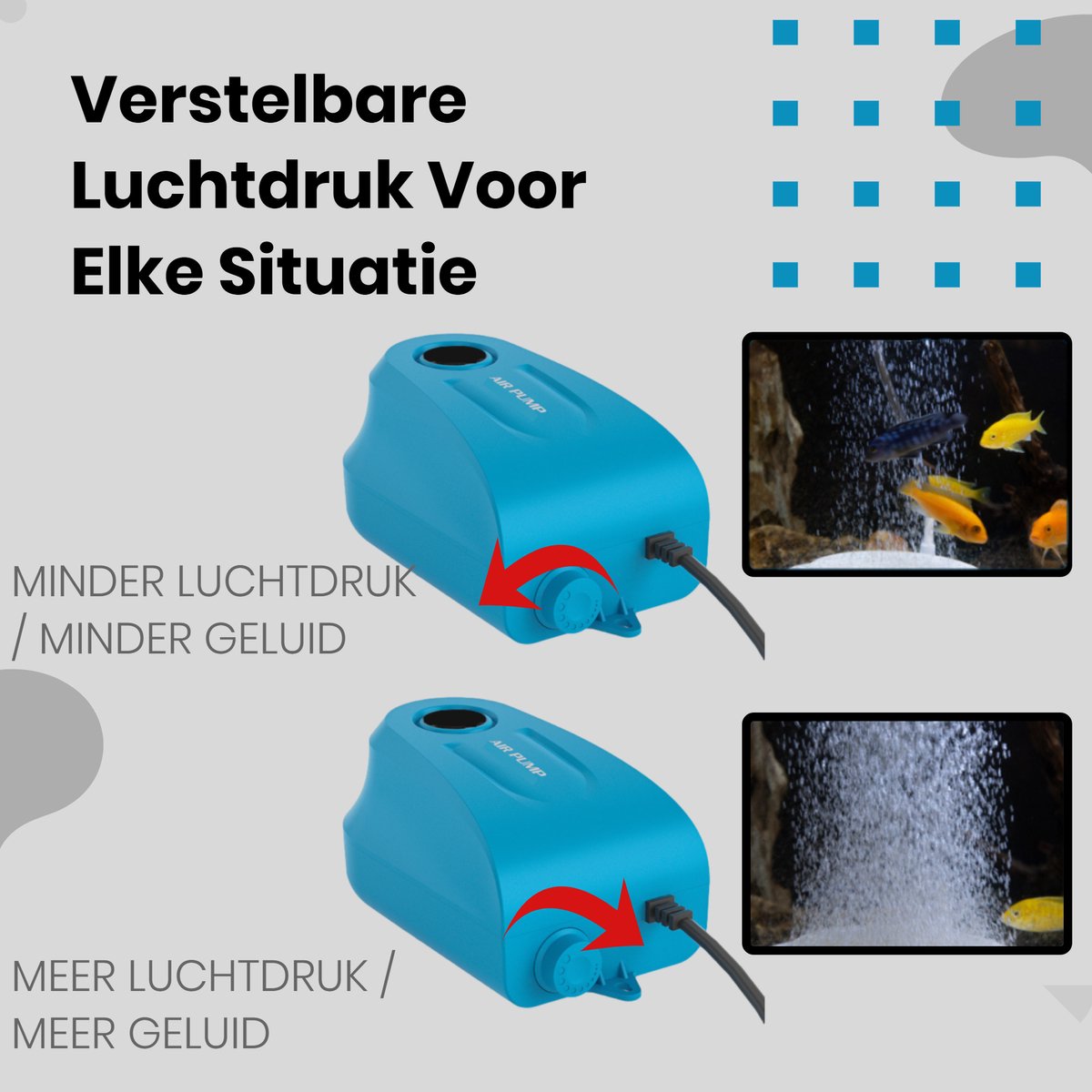 Aquarium Zuurstof Luchtpomp met Luchtsteen en Slangen - Complete Set - 360 L/U - 6W thumbnail 2