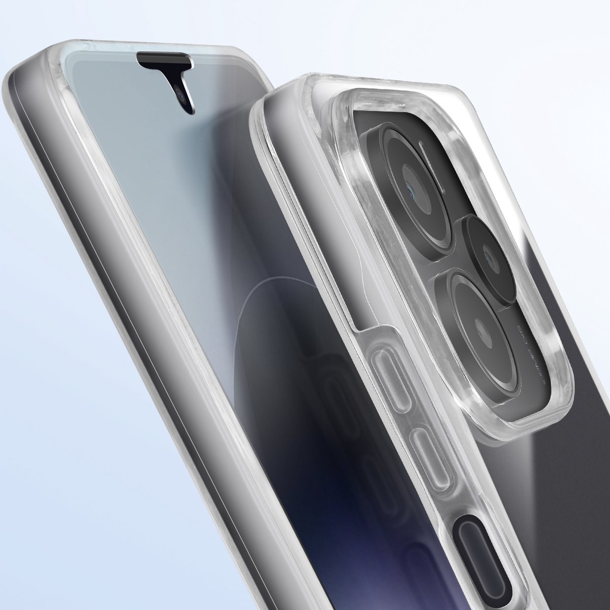 Avizar Integraal Hoesje voor Redmi Note 14 5G Tactiel Verhoogde Camerarand, Transparant
