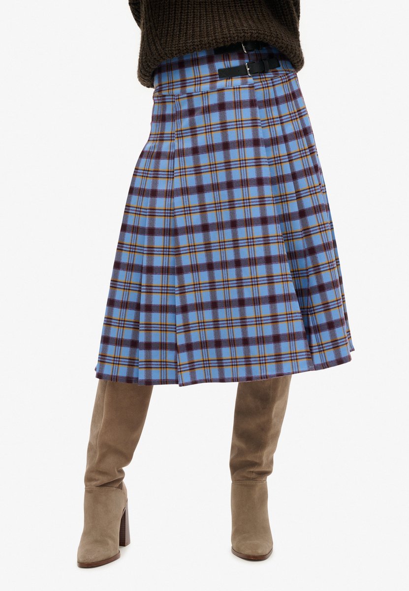 Superdry Halflange geruite plooirok Dames Rokken Blauw