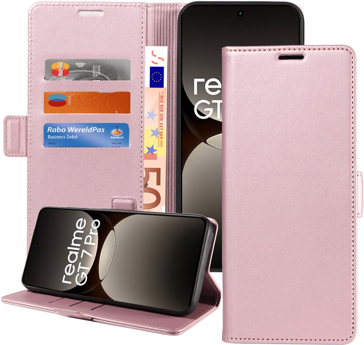 ChiGuard Book Case Hoesje geschikt voor Realme GT 7 Pro - Magnetische Sluiting - Portemonnee Rose