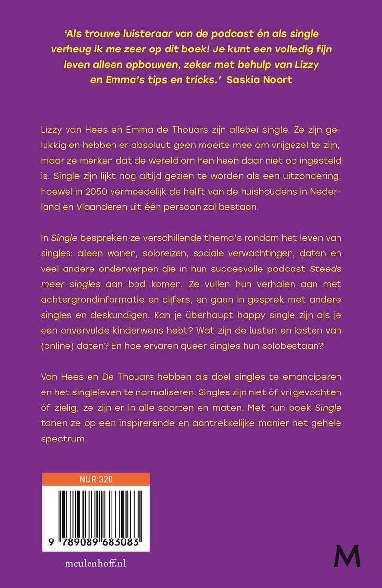Boekcover met tekst 'Single' en portret van Saskia Noort
