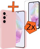 Coque compatible avec Samsung A36, coque en Siliconen avec 2 films de protection d'écran, coque arrière compatible avec Samsung Galaxy A36, rose clair