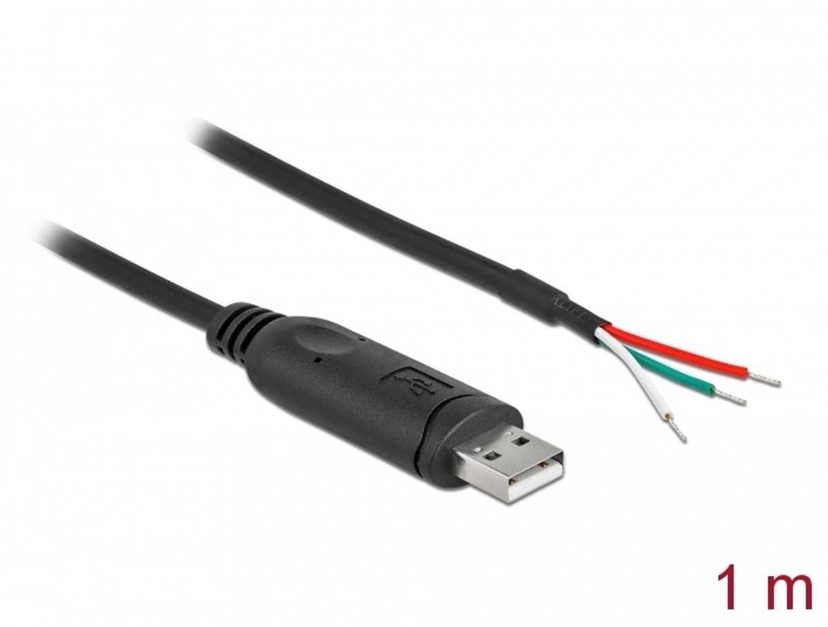 Image of Adapterkabel USB 2.0 Type-A naar seriële RS-232 met 3 open draden 1 m
