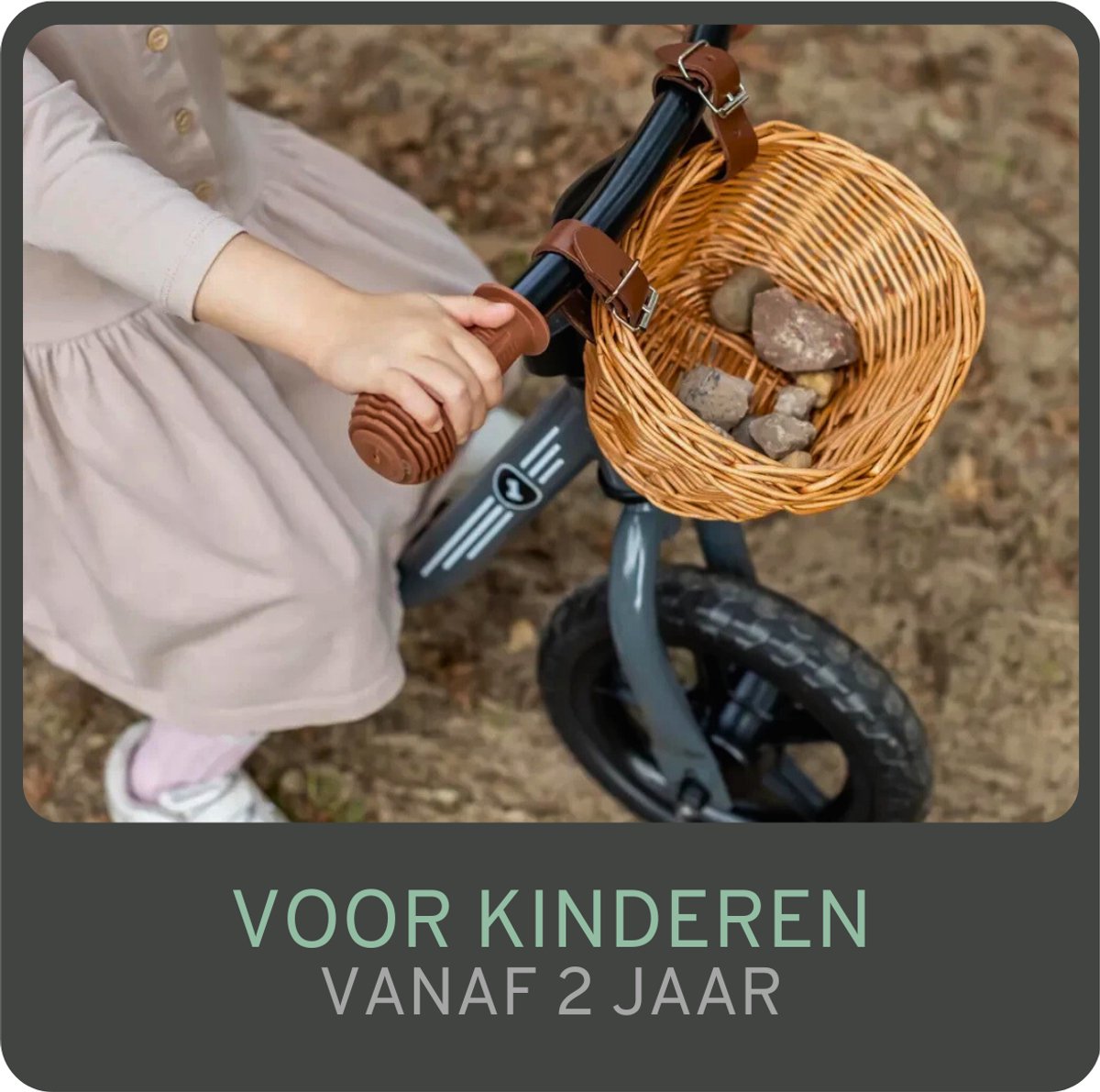 Bandits & Angels Metalen Loopfiets Met Mandje Starter Grijs met Voetenplank vanaf 2 Jaar - Limited Edition - Grijze Loop Fiets - Verstelbaar Zadel 29 tot 39 cm - Voor Jongens en Meisjes - Compact en Veilig - Lage Instap met Voetenplank — afbeelding 6