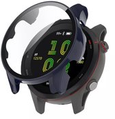 Strap-it Bescherm hoesje - case met screen protector van glas - geschikt voor Garmin Forerunner 255 (donkerblauw)