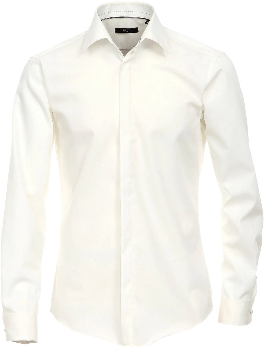 VENTI modern fit smoking overhemd - mouwlengte 72 cm - popeline - beige - Strijkvriendelijk - Boordmaat: 46