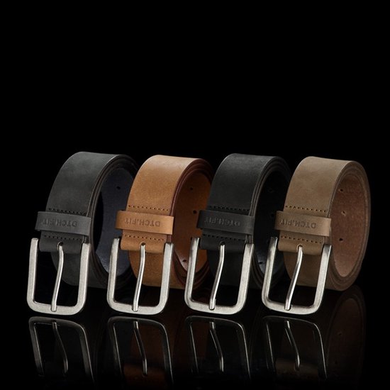 DTCH. FIT Ceintures Homme Nubuck Jaxx & Cuir Mason - Riem Cognac & Marron Foncé - Ceinture Jeans - Taille ceinture 95cm - Longueur totale 110cm - 2 Pièces