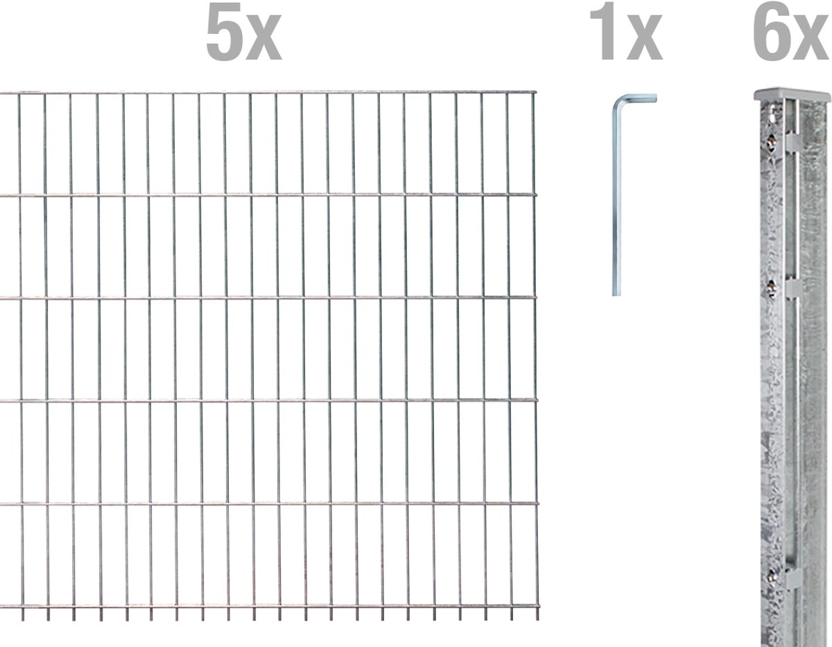 Alberts dubbele piketomheining als complete omheiningsset (12 st.) thermisch verzinkt Hoogte 0,83 m Lengte 12,5 m