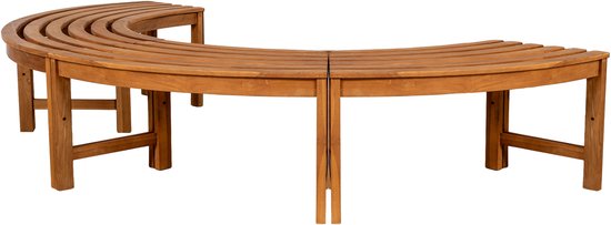 Banc de jardin semi-circulaire Male CLP - banc d'arbre - résistant aux intempéries - sans dossier - 180 degrés - diamètre 250 cm - teak - teak