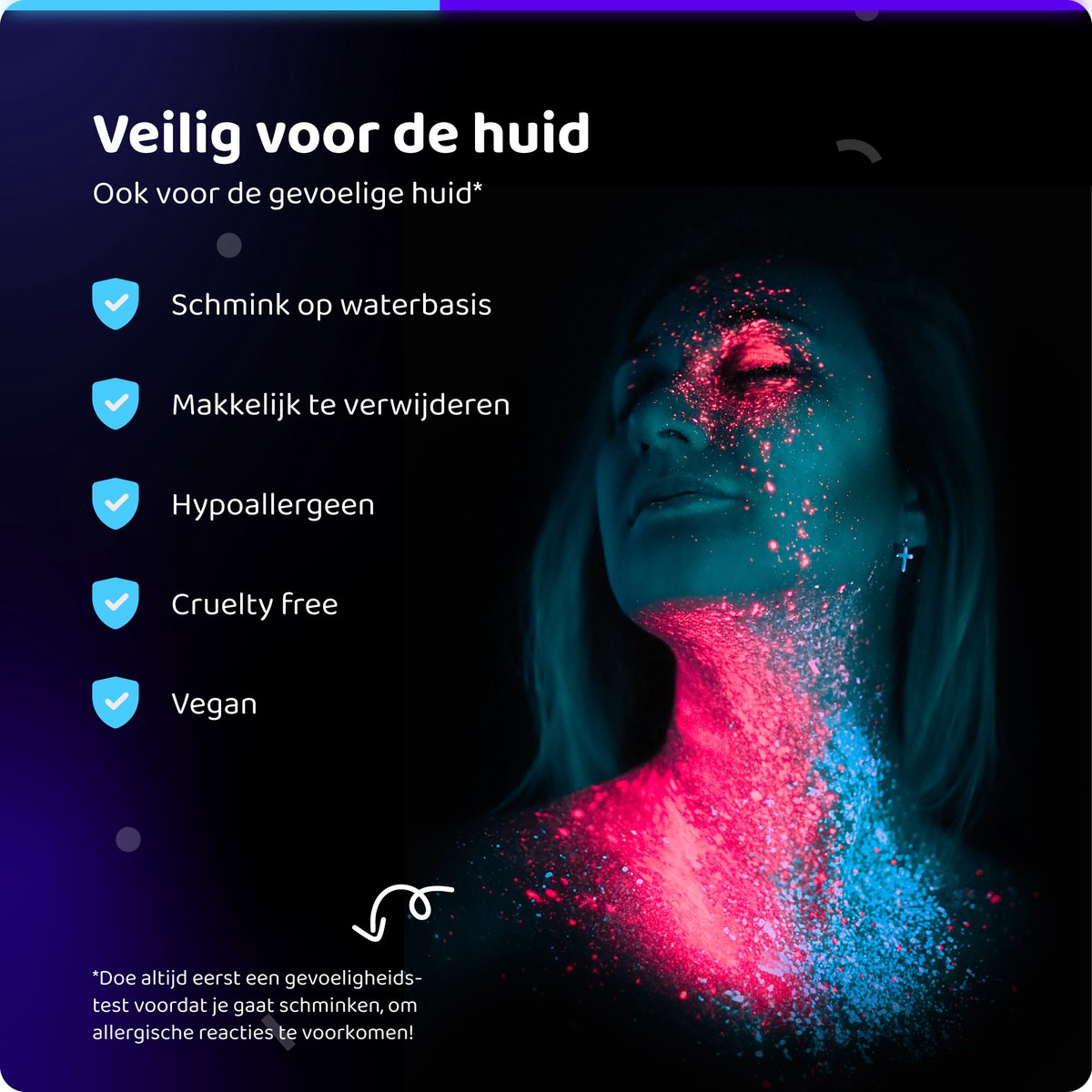 Paint-A-Boo Glow in the Dark Kinderschmink - 8 Kleuren - Neon Schmink - Schminkset Waterbasis - Face Paint - 24 Gezichten - 30 Voorbeelden — afbeelding 3