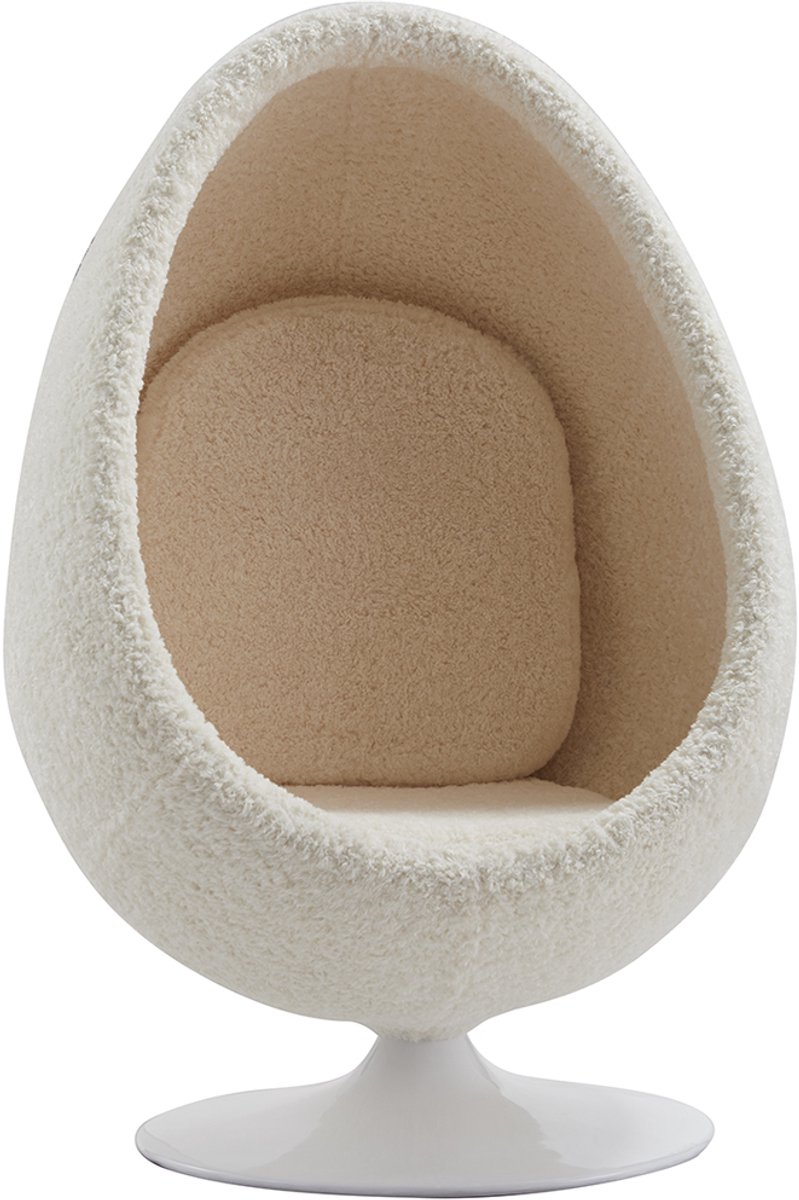 York - Egg Loungestoel - Beige, Wit
