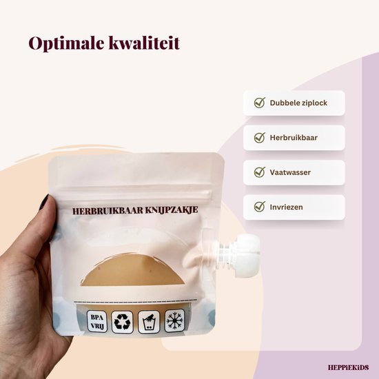 Knijpzakjes herbruikbaar - 20 stuks - Voor babyvoeding, babysnacks of babyhapjes - Knijpzakjes hervulbare - Knijpfruit zakjes herbruikbaar - Herbruikbare knijpzakjes - babyvoeding invriezen van Merkloos — afbeelding 4