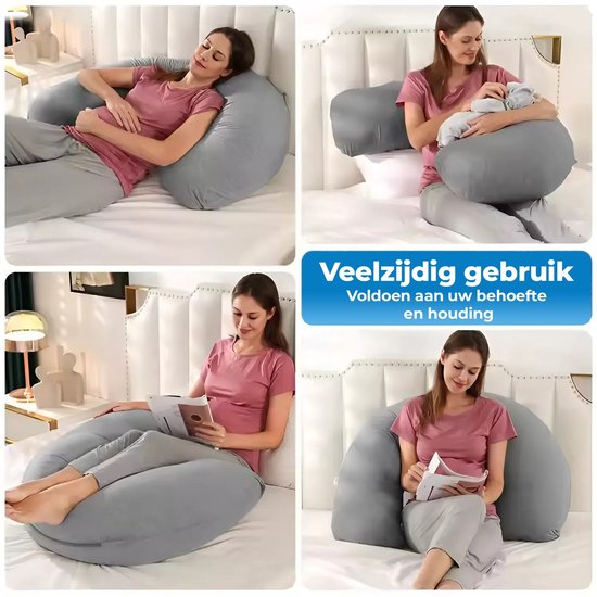 Joyful Parenting Zwangerschapskussen met Extra Hoes - Wasbaar - Voedingskussen - Extra Voedingskussenhoes - Zijslaapkussen van Joyful Parenting — afbeelding 2