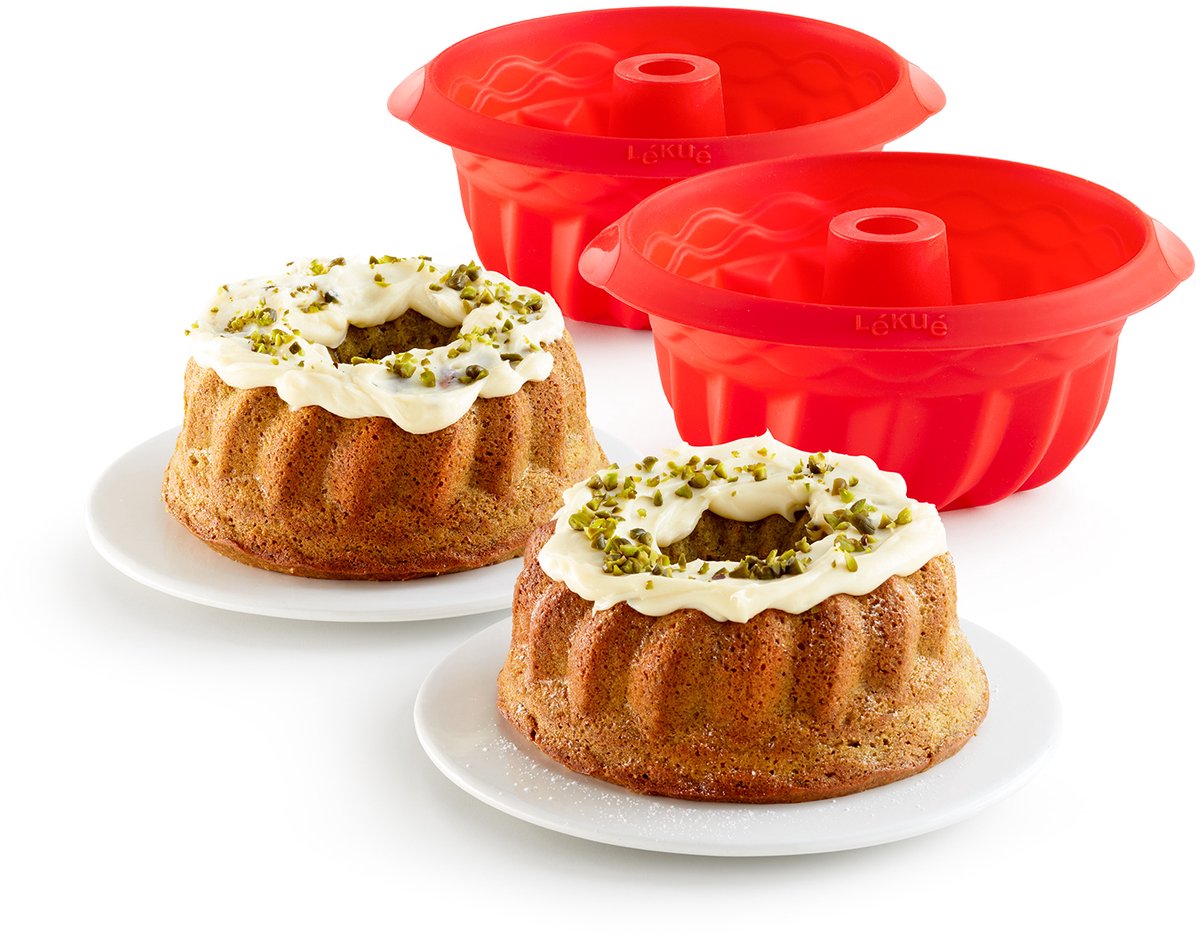 Lékué Bakvorm Mini Savarin - Set van 2 - Siliconen - Red