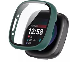 Strap-it Hard case hoesje met ingebouwde screen protector - geschikt voor de Fitbit Versa 4 en Fitbit Sense 2 (groen)