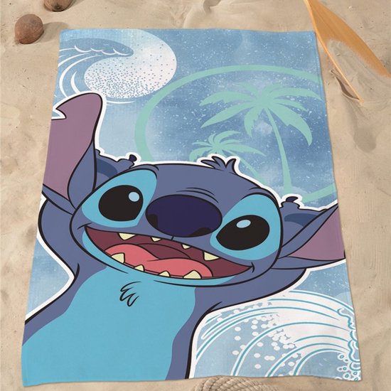 Lilo & Stitch Beach Towel - 100% Cotton, 70x140 Cm, Soft & Absorbent, Fun Stitch & Flower Design