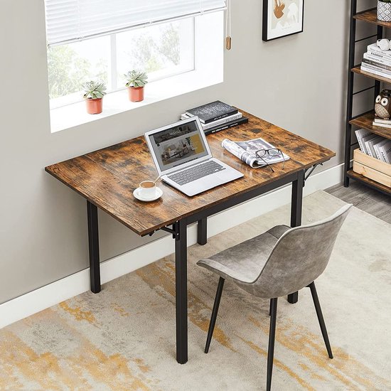 Salontafel / Tafel – Bruin Houtlook Tafelblad – Zwart Metalen Frame Met Opbergruimte 106 Cm