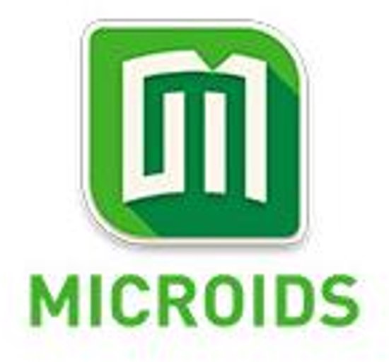 Groen Microids logo met witte letters op een witte achtergrond.