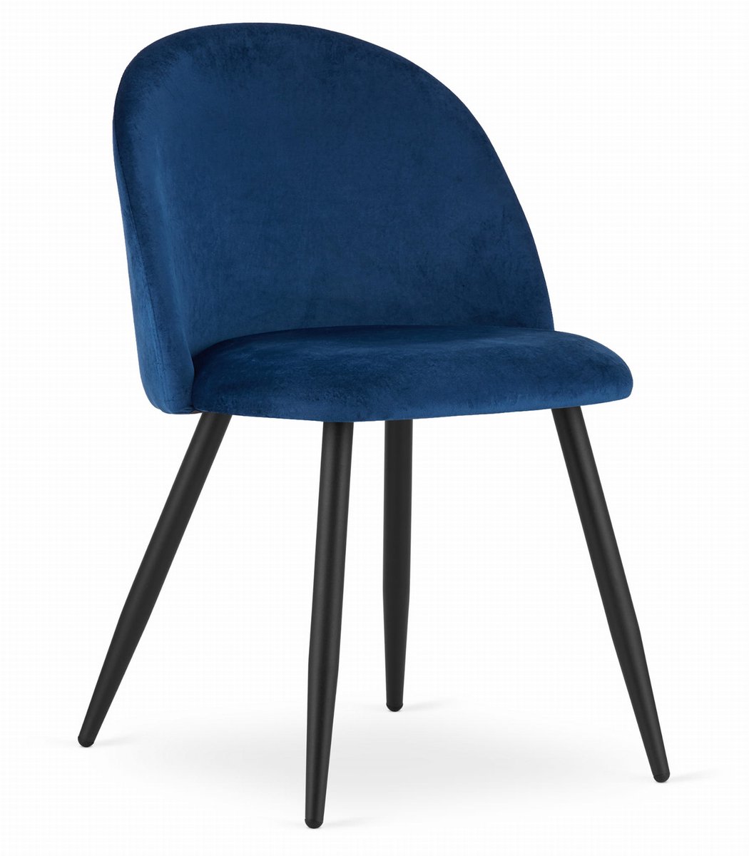 LEOBERT Stoel BELLO - Donkerblauw Velvet, Zwarte Metalen Poten, Modern Design en Uitstekend Zitcomfort voor Woonkamer, Slaapkamer, Eetkamer of Kantoor, Max. 120 kg