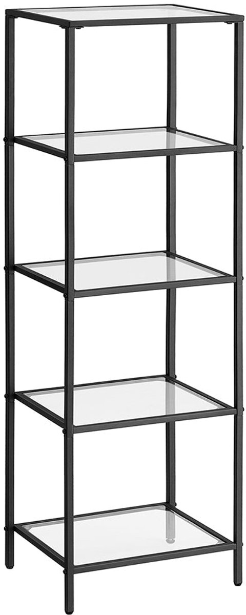 5 Shelf Unit - Opbergrek - Display Plank - Eenvoudige montage - 30cm x 40cm x 124,5cm - Transparant - Zwart