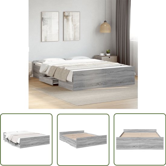 vidaXL Bedframe Rook Eiken 120 x 190 cm Massief gren
