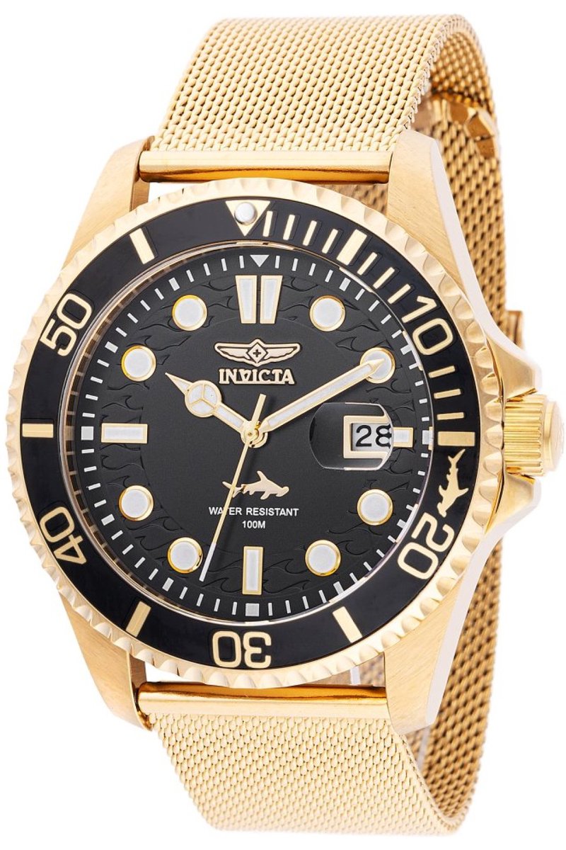 Invicta Pro Diver 47178 Heren Horloge - Waterdicht - Analoog - Quartz Uurwerk - Roestvrij Staal met zwarte Wijzerplaat - 43mm