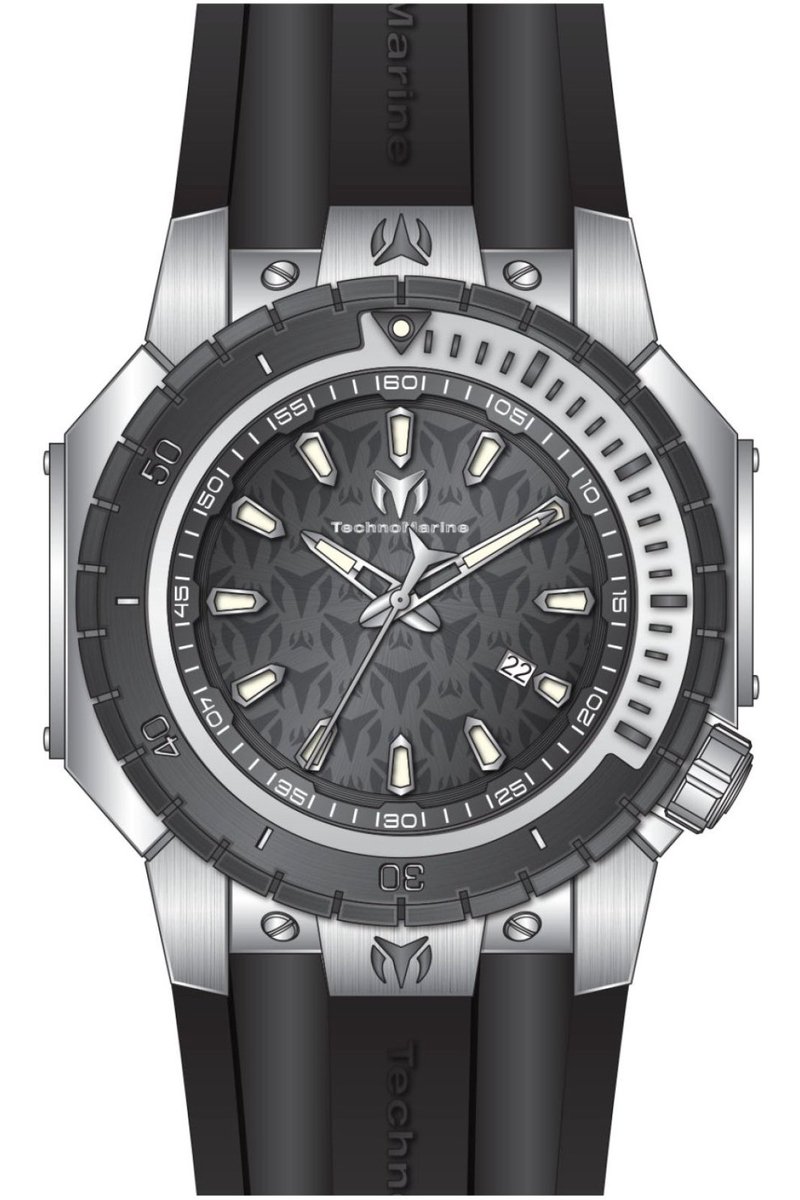 TechnoMarine Manta TM-224006 Heren Horloge - Waterdicht - Analoog - Quartz Uurwerk - Roestvrij Staal met grijze Wijzerplaat - 49mm