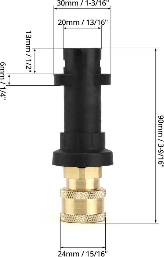Water K Adapter voor K2, K3, K4, K5, K6, K7, 1/4in Aansluiting Hogedruk