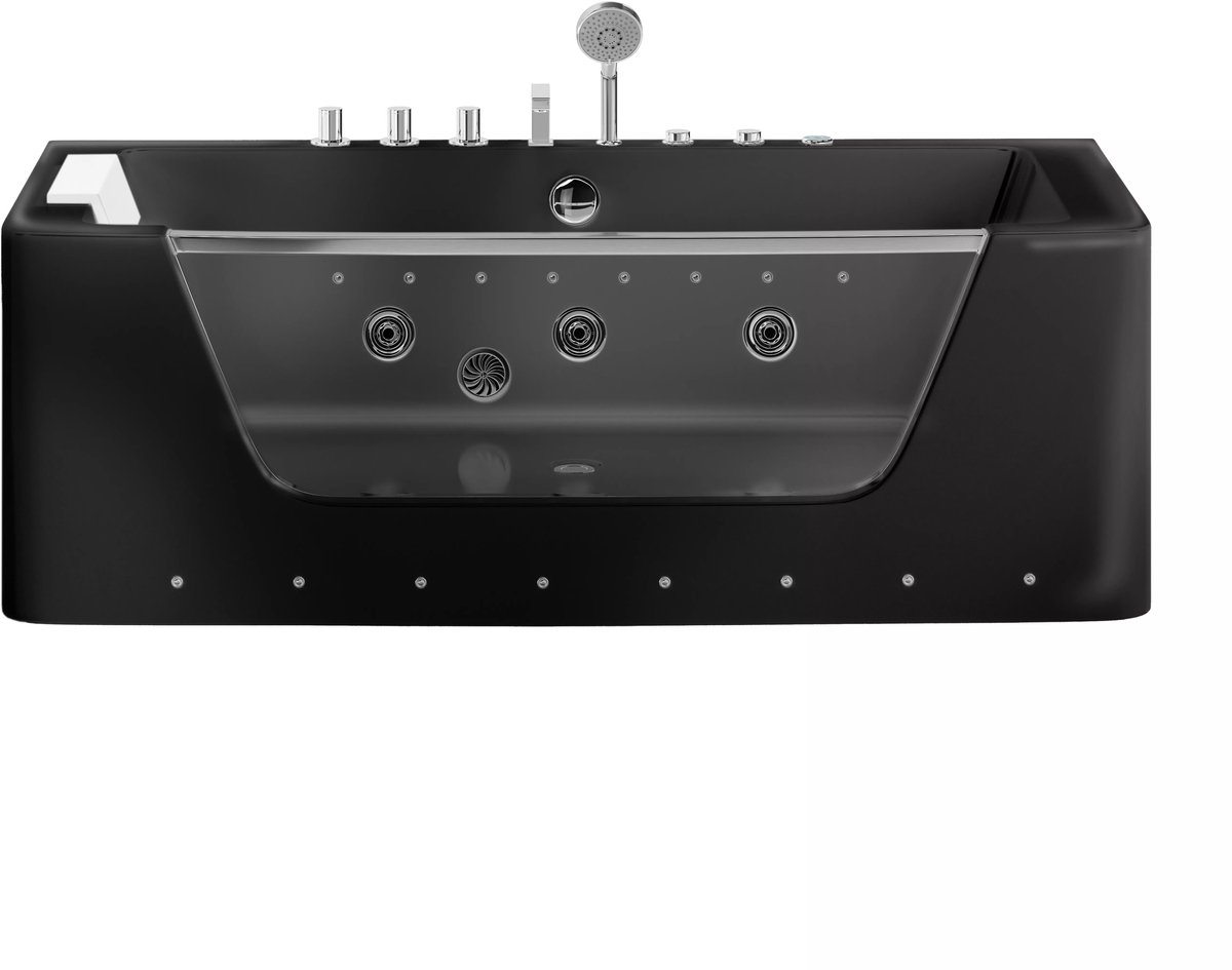 Vente-unique Massagebad met glazen wand en ledverlichting DYONA - 260L - 1 persoon -170*85*58cm- Balneo therapie