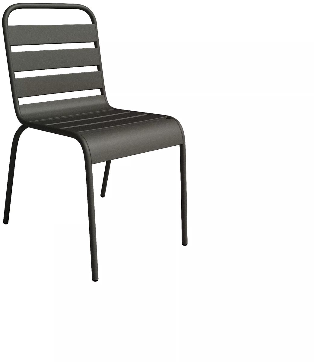 Vente-unique Set van 2 opstapelbare tuinstoelen van metaal - Donkergrijs - MIRMANDE L 47.5 cm x H 79 cm x D 59 cm