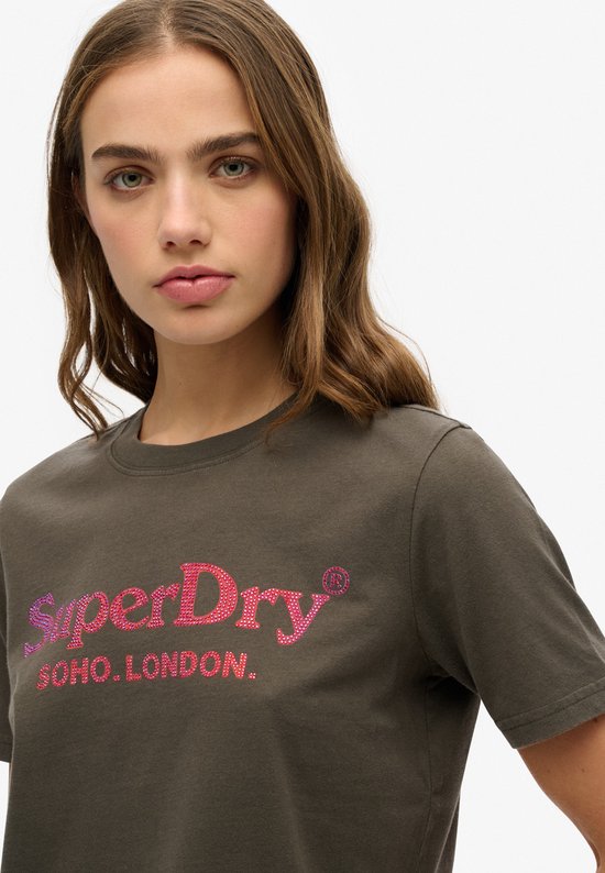 Superdry Maglietta Donna Metallic Venue Relaxed - Manica Corta Con Logo E Decorazioni Brillanti - 2