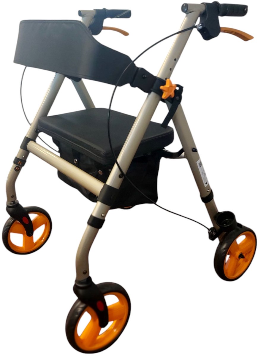 Premis Bear lichtgewicht rollator - Inclusief stokhouder, rugband en zachte zitting - In de kleur Champagne