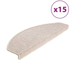 vidaXL Trapmatten - 15 Stuks - Taupe - 65x24x4 cm Trapmatten - Antislip Tapijt - Trappen Bekleden - Vloerbescherming - Taupecleur