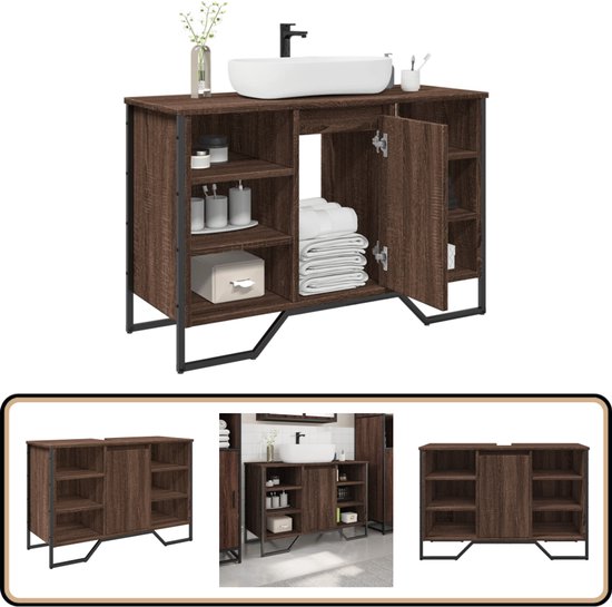 Wastafelkast met lades 90x34,5x60 cm bruin eikenkleurig kopen