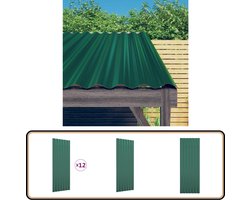 vidaXL Dakpanelen - 12 stuks - 100x36 cm - Groen Dakpanelen - Dakbedekking - Metaaldak - Golfplaten - Carportdak