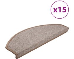 vidaXL Trapmatten - 15 stuks - Lichtbruin - 65x24x4 cm Trapmatten - Antislip Tapijt - Geluidsisolerende Vloerbedekking - Trappen Bekleden - Veiligheid Trap