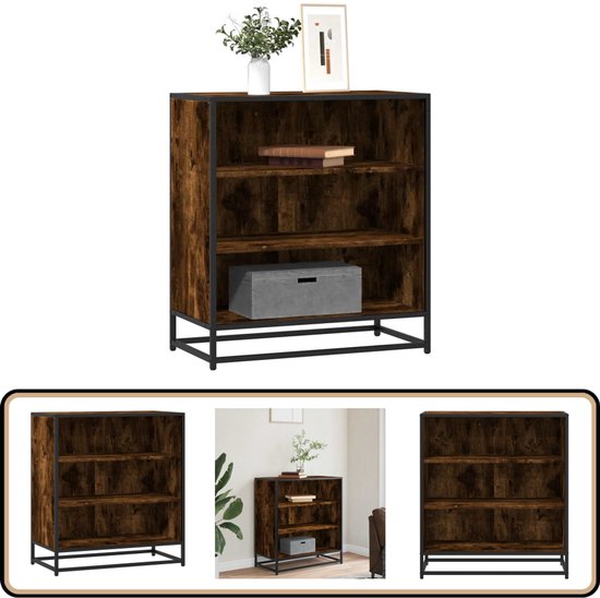 Dressoir 68x35x76 cm bewerkt hout en metaal grijs