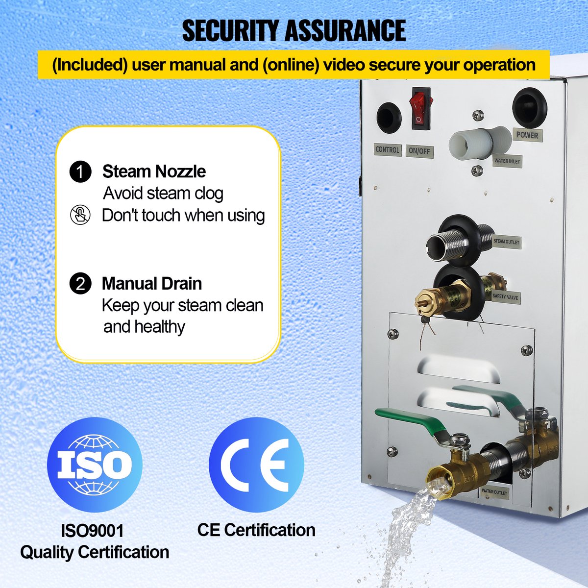 VEVOR 9kw Steam Generator Shower Auto Controller Sauna Bath Home Spa 220v Professional — afbeelding 4