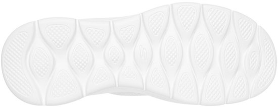 Onderkant van een witte Skechers GO WALK FLEX sneaker met een golvend patroon.