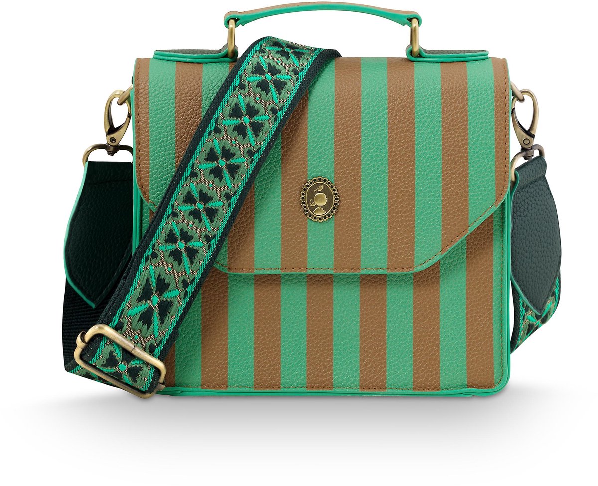 Pip Studio - Frances Crossbody tas dames - Schoudertas - Groen - Gestreept - 19x7x17.5cm
