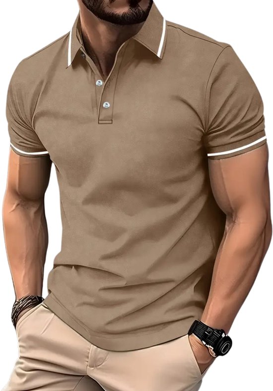 Livano Golf Shirt Heren - T-shirt - Golfkleding - Golfen - Golf Accessoires - Polo Shirt - Beige - Maat S van Merkloos — afbeelding 2
