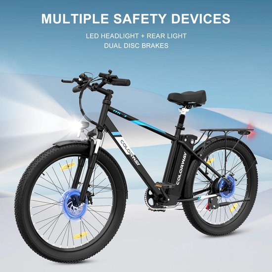 Colorway BK6S Elektrische Fiets - 20*3.0 Inch Fat Tire City Commuter EBike met Afneembare 36V 15Ah Lithium Batterij - Opvouwbaar Mountain E-Bike met 250W Motor - 7 Versnellingen - IP54 Waterdicht - Met fietstas van Colorway — afbeelding 3