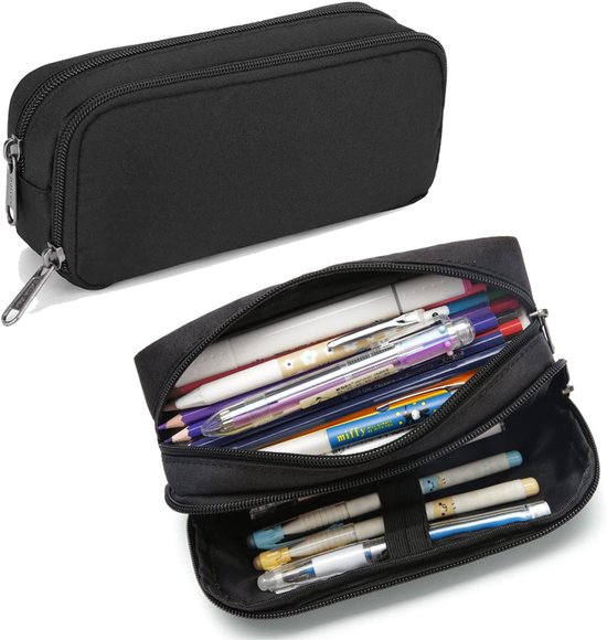 Diydash Etui - Pennenzak - Pennenetui - Schooletui - Grote Etui - Schoolspullen - Trousse Scolaire - Voor meisjes, jongens en volwassenen - Zwart